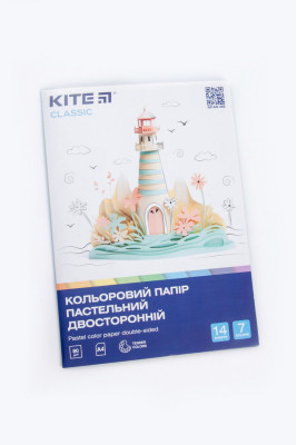 Папір кольоровий, А4, 80г/м2, 14аркушів+7 кольорів, пастель, двосторонній